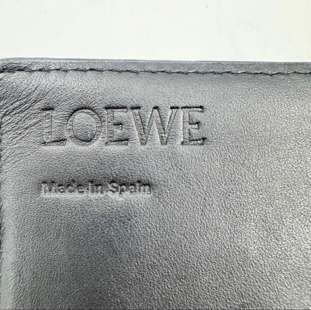 【美品】LOEWE 長財布　アナグラム　リネン　ブラック　　レザー