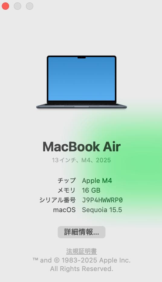 【美品✨】 MacBook Air 13インチ M4チップ16GB 256GB