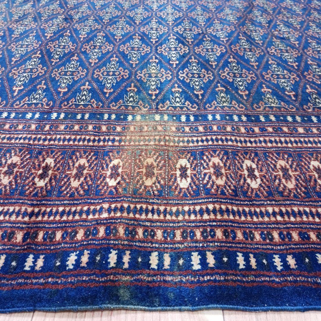専用Y3139 パキスタン絨毯 ウール 手織り 187×126㎝ トライバルラグ