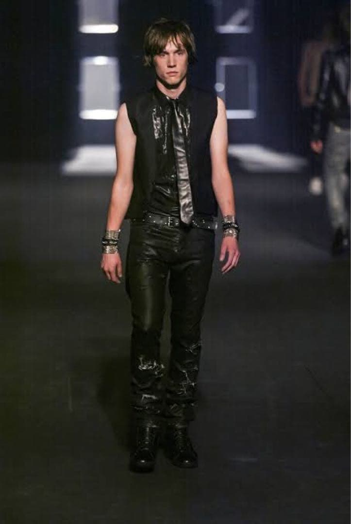 ディオールオム エディ2004SS strip スタッズベルト ブラック 80