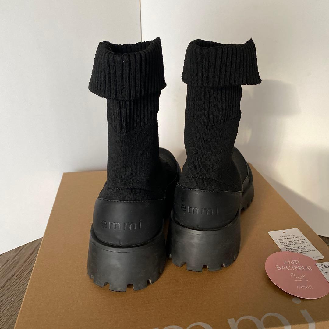 emmi ニットブーツ　厚底　黒　24cm