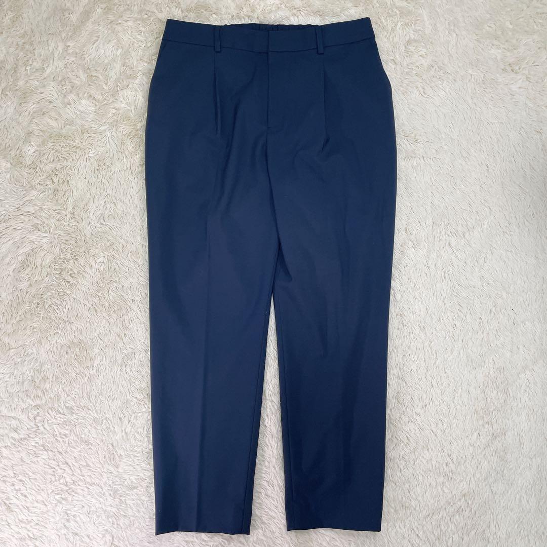 【美品44サイズ】グリーンレーベルリラクシング　ノーカラー　無地　パンツスーツ