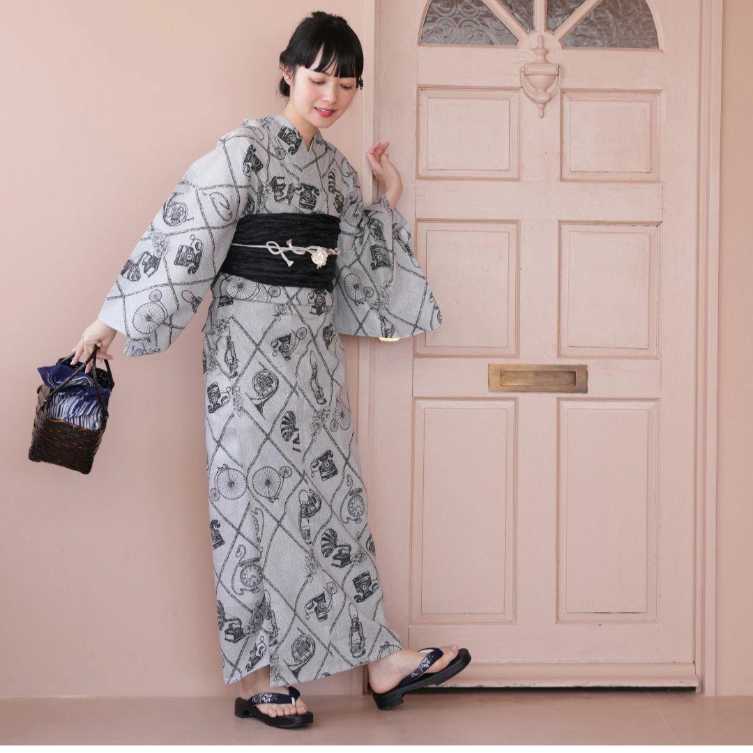 utatane 浴衣 ３点セット　ニコアンティーク　国内染色 古典柄レトロ