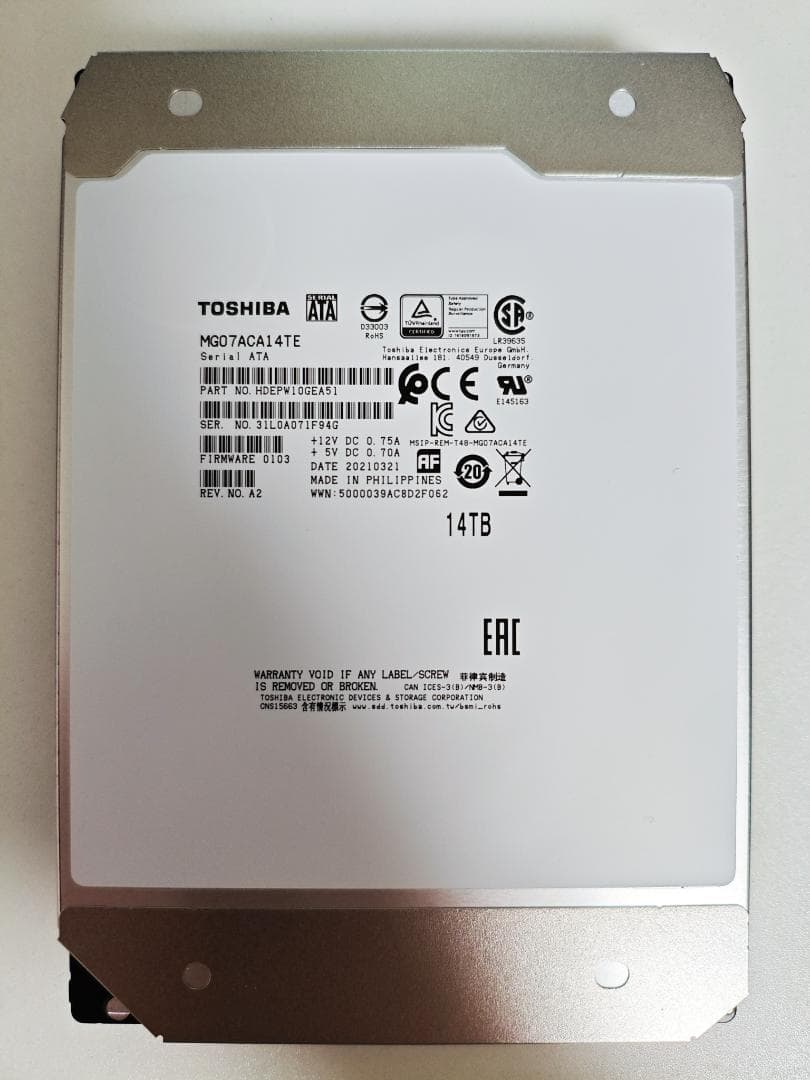 東芝 3.5インチ内蔵HDD 14TB (MG07ACA14TE)