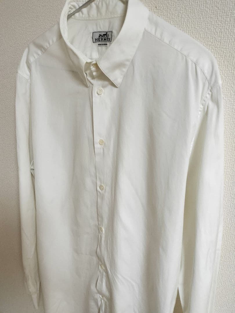 【HERMES】希少 隠しボタンダウンシャツ 白 17