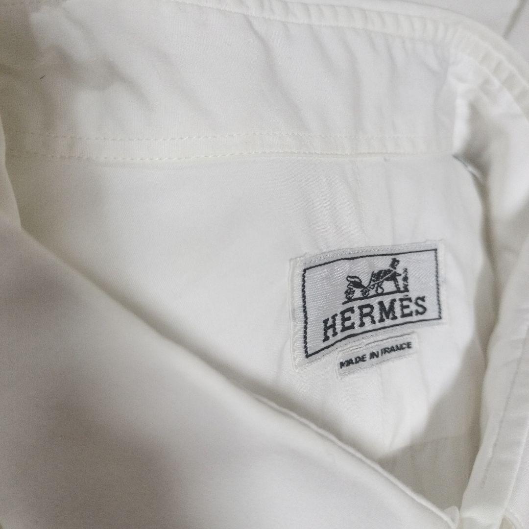 【HERMES】希少 隠しボタンダウンシャツ 白 17