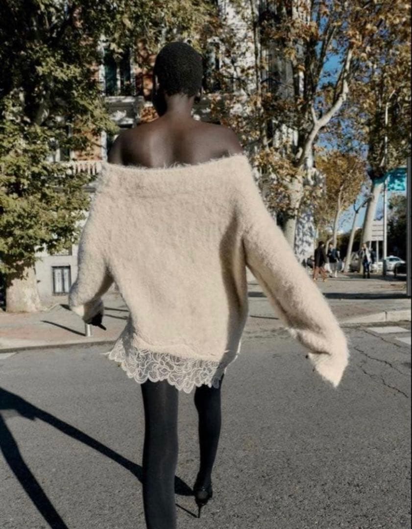 新品未使用　ZARA ザラ レースコンビニットセーター S