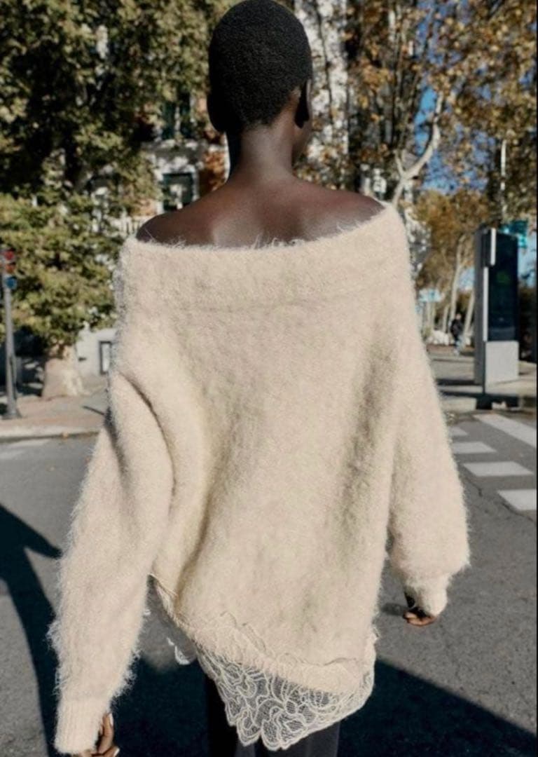 新品未使用　ZARA ザラ レースコンビニットセーター S