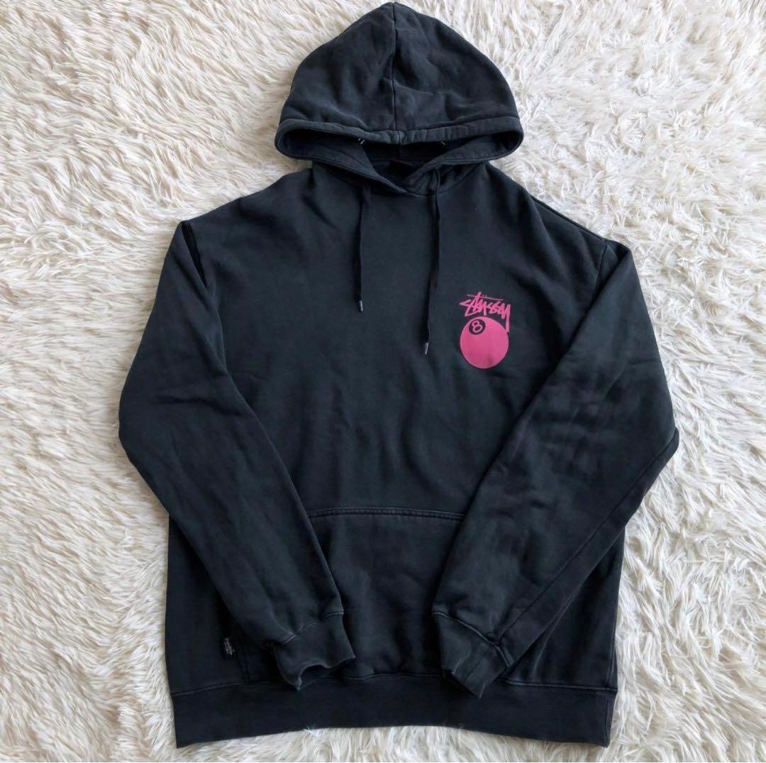 【ビッグシルエット L】ステューシー　パーカー　8ボール　黒　Y2K 90's