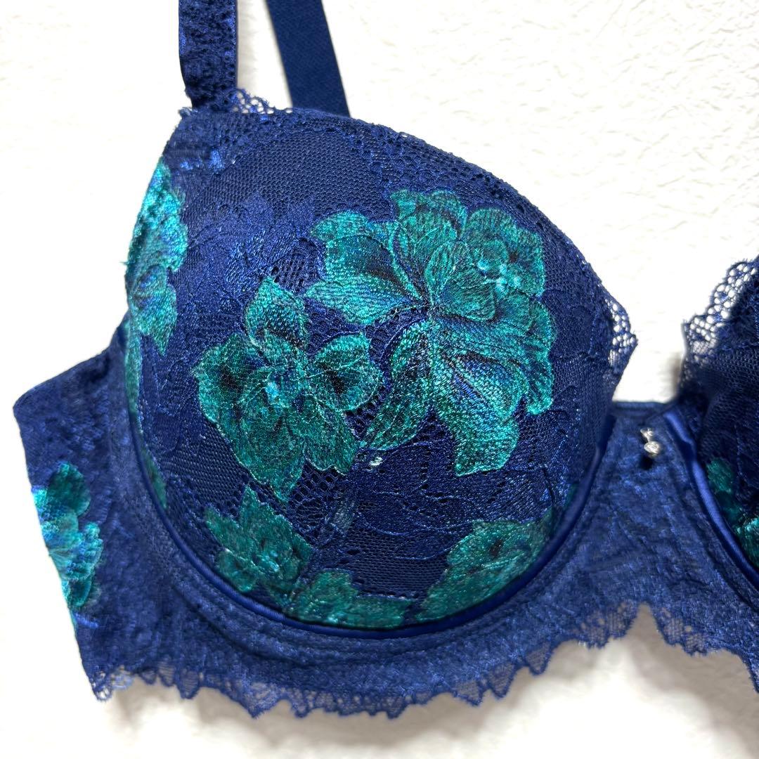 ＊D85トリンプ プレミアム レッドレーベル ダリアの花 ブラ単品 Navy