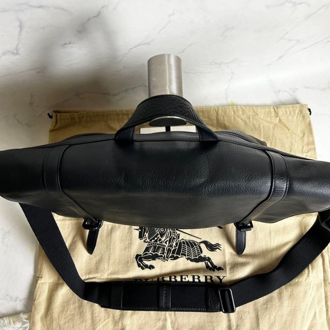 【現行⭐︎美品】 BURBERRY 2way シボ革 メッセンジャーバッグ 黒