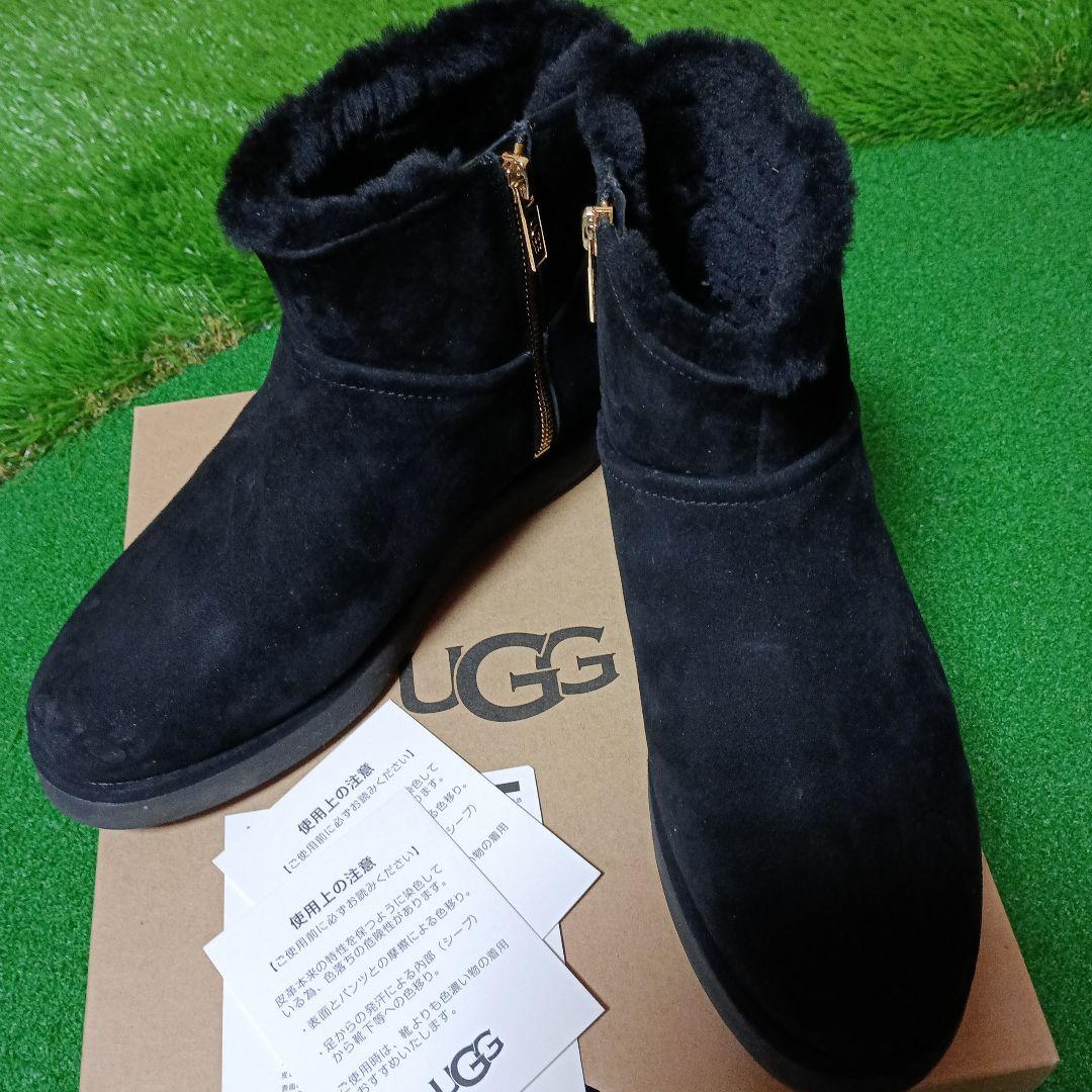 UGG ブラック ムートンブーツ ファスナー付き