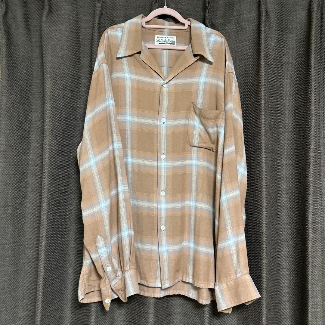 【即完売モデル】　ワコマリア　オンブレチェックシャツ　オープンカラー　長袖　XL