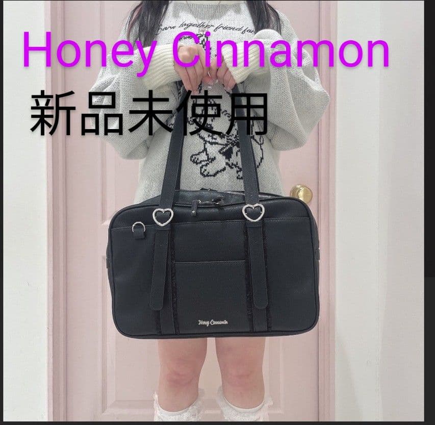 Honey Cinnamon ポイントハートボストンバッグ ブラック 量産型