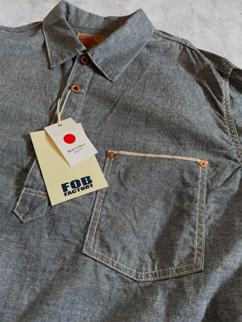 【新品タグ付】FOBファクトリー シャンブレーシャツ プルオーバー 44XL相当