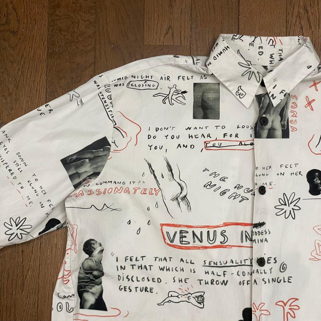 美品 21AW Carne Bollente オーバーサイズ 総柄シャツ XS