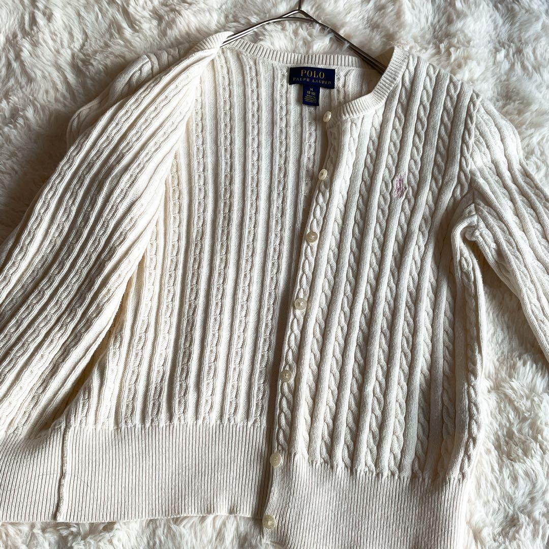 美品✨ポロラルフローレン ケーブルニット カーディガン ポニー アイボリー S