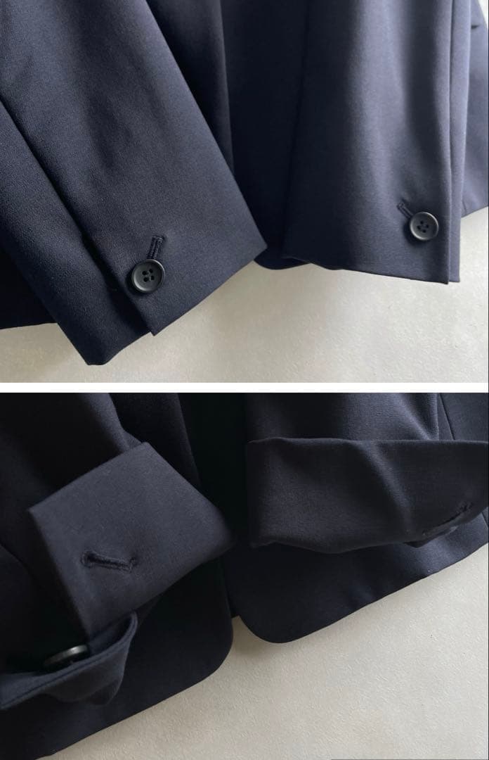 美品✨プラステ　Lサイズ　ノーカラージャケット　　パンツセット　紺　洗える　伸縮