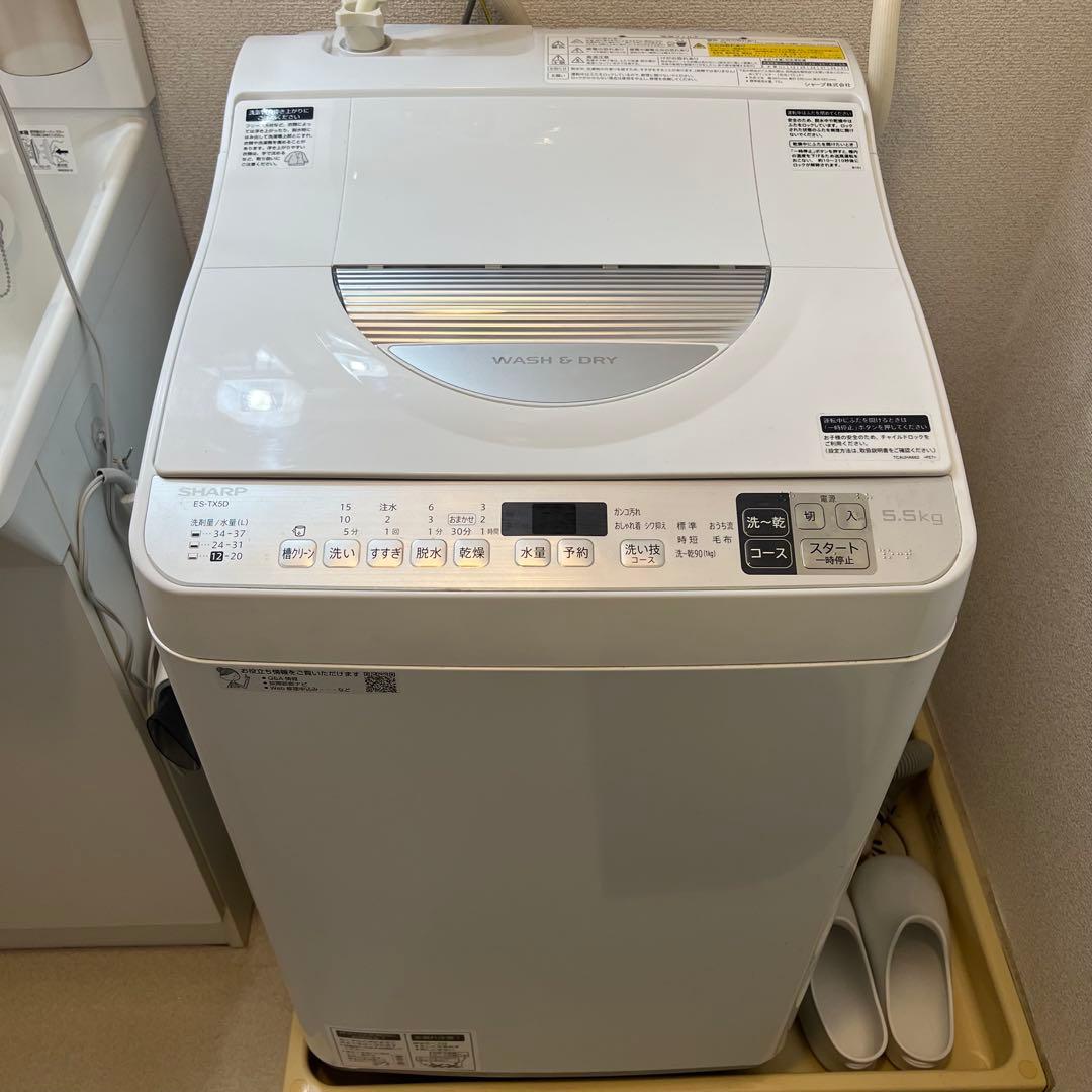 【美品】パナソニック 洗濯機 ES-TX5D-S 2020年製 給・排水ホース付