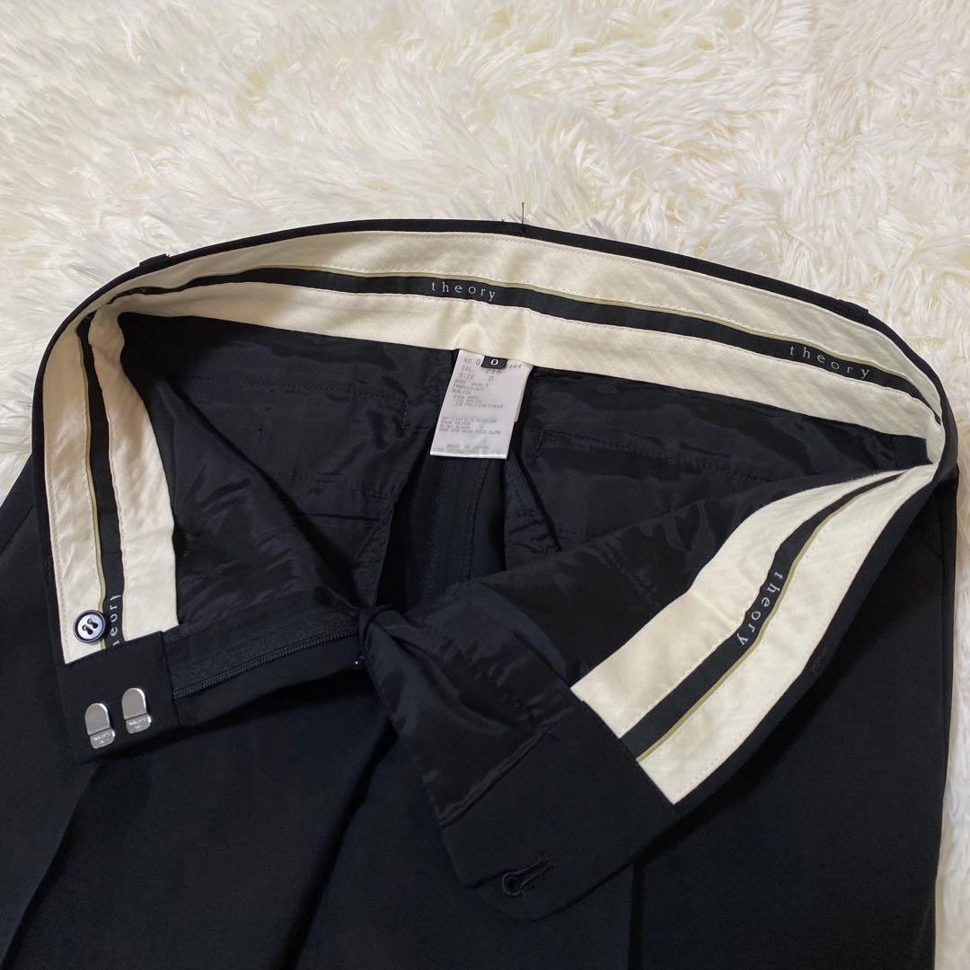 【美品】theory ブラックフォーマル セットアップ パンツスーツ フレア 黒