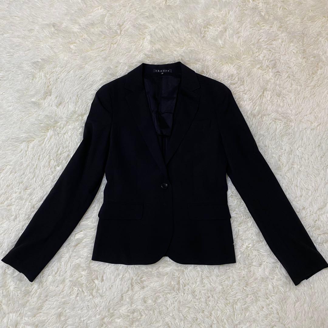 【美品】theory ブラックフォーマル セットアップ パンツスーツ フレア 黒