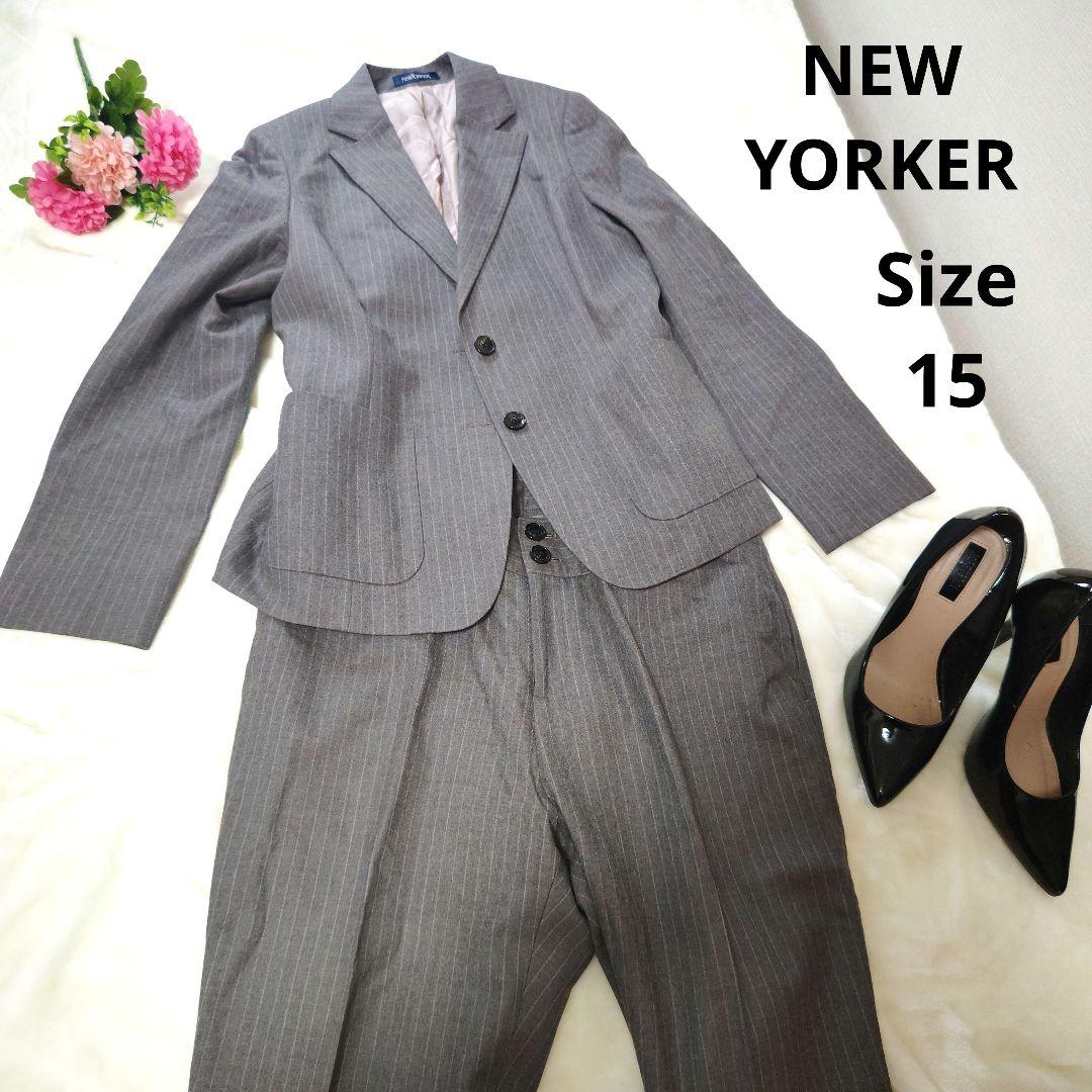 【オシャレ☆NEWYORKER】グレー　セットアップ　ストライプスーツ　15