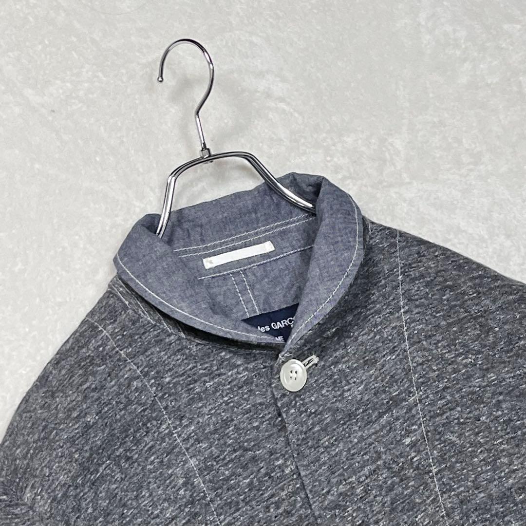 『コムデギャルソン オム』リバーシブル 丸襟シャツジャケット シャンブレー 杢灰