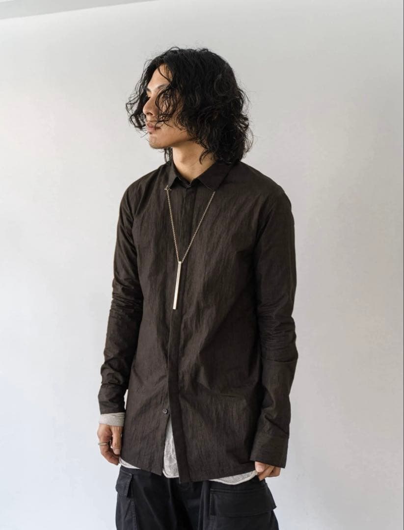 pryground｜シュウト｜Textured Crease Shirt｜黒