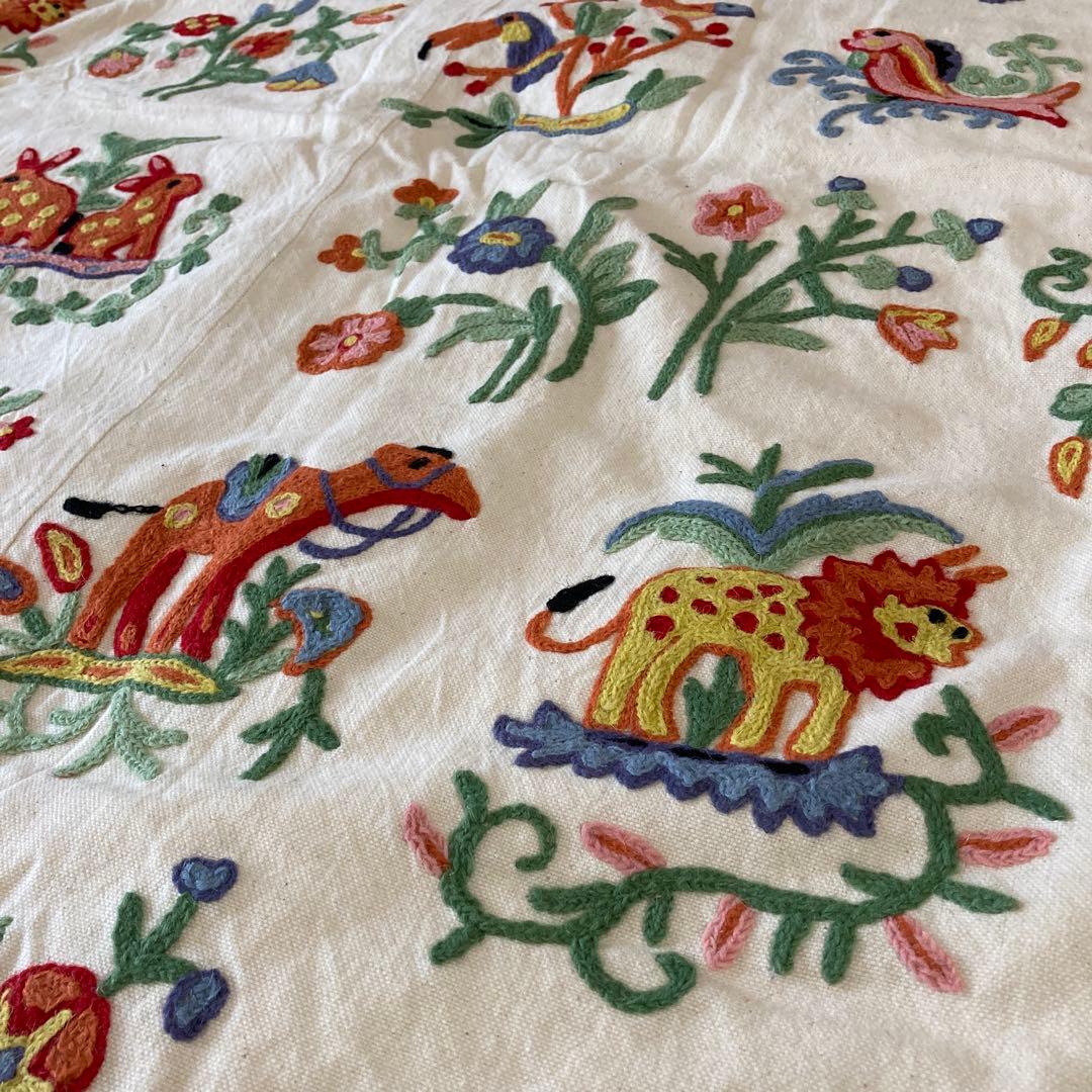 Shyam Ahuja インド綿 フリークロス エリアラグ ベッドカバー