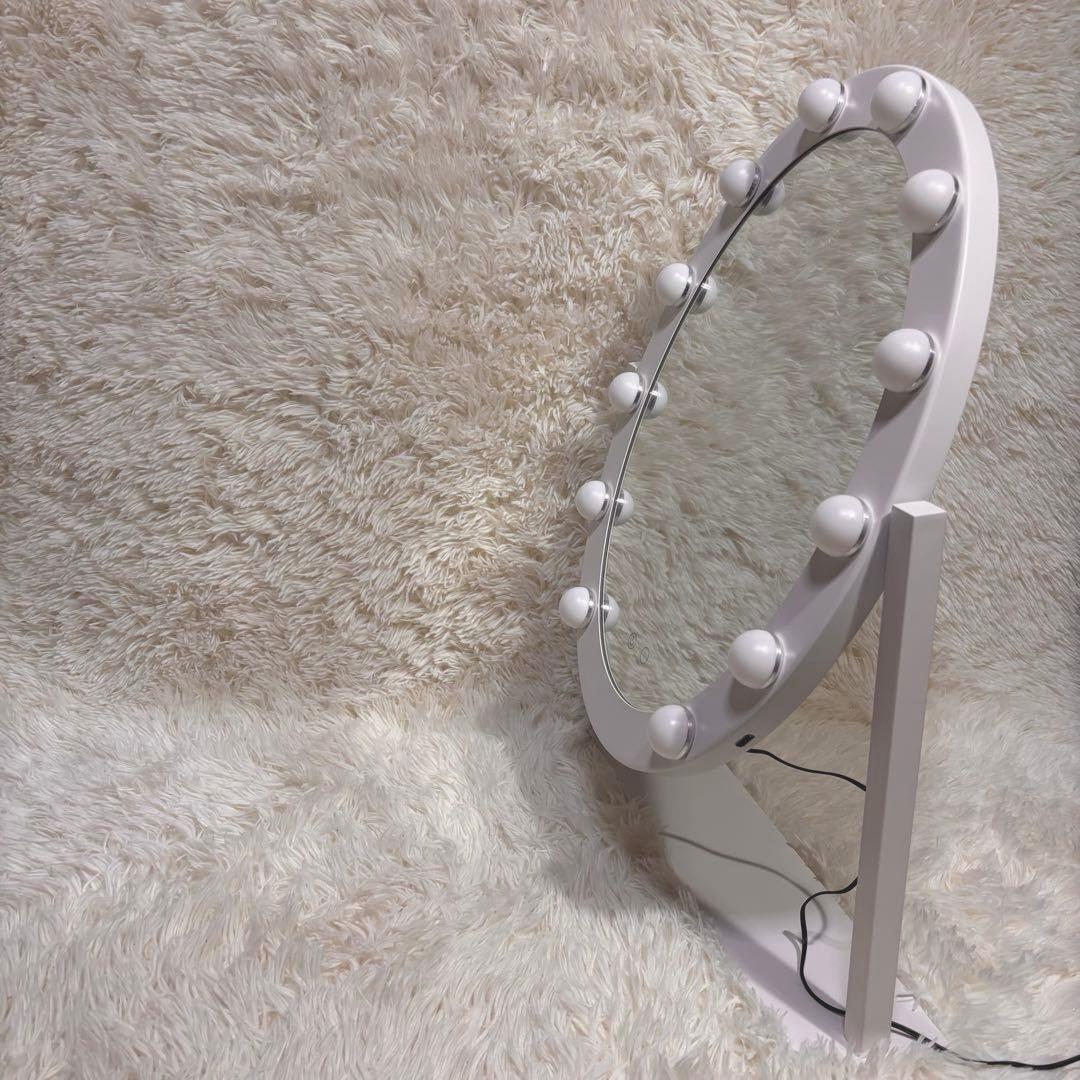 【美品】Francfranc フッツェ ハリウッドミラー ラウンド USB出力