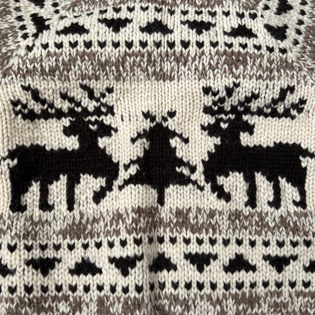 【1回着用のみ美品】Kanata 鹿柄 厚手ニット Lサイズ表記サイズ40】