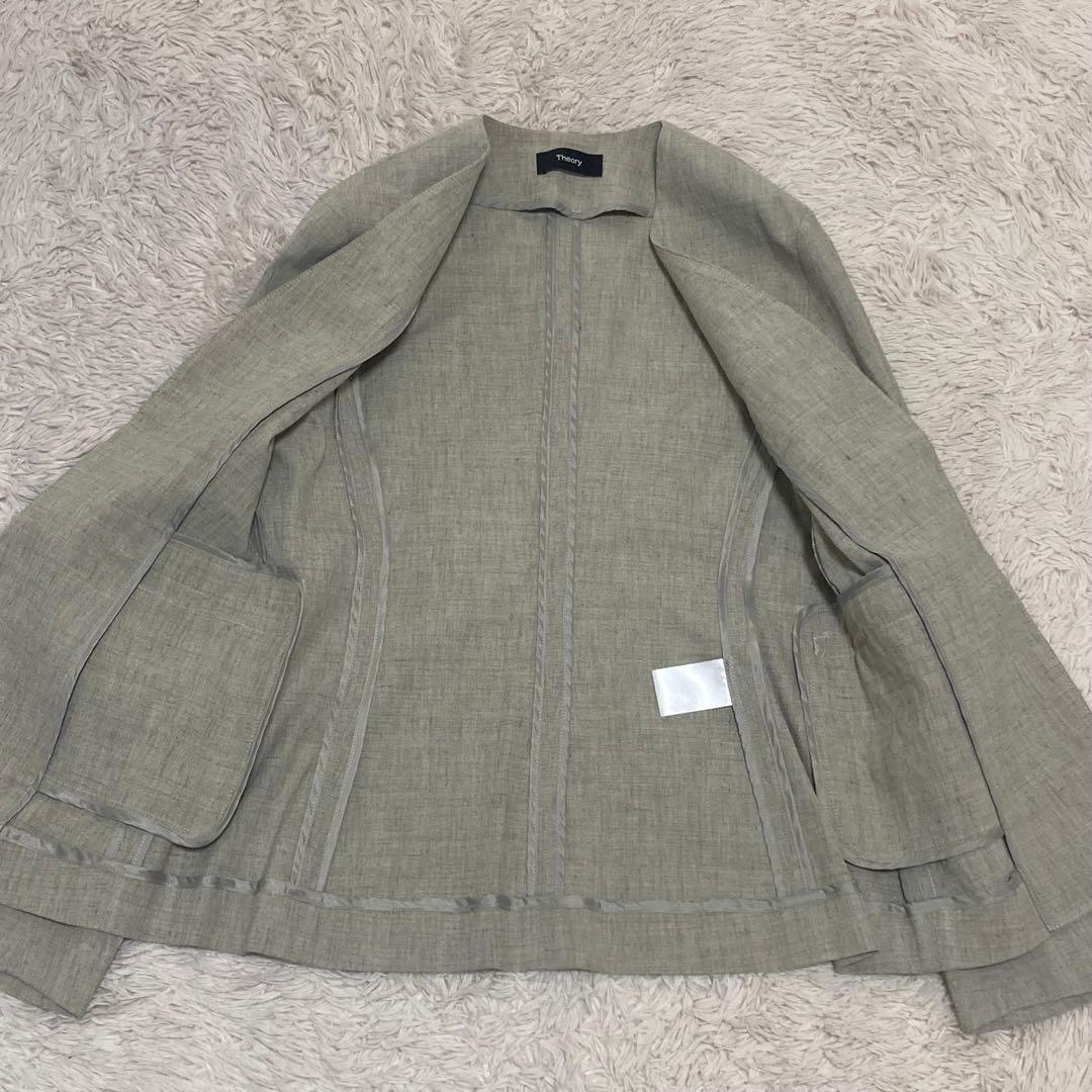 theory リネン コットン ノーカラージャケット パンツ
