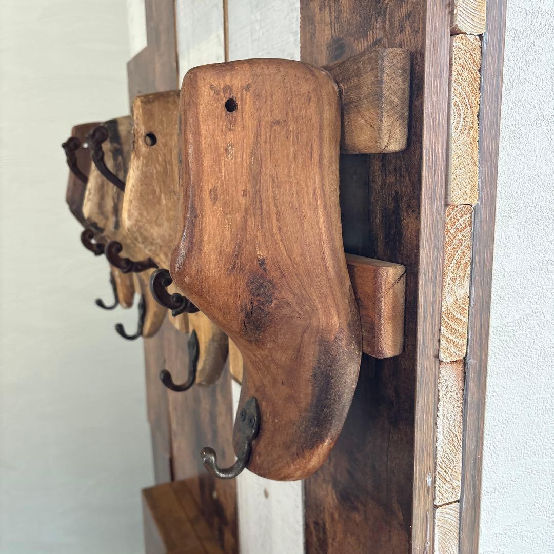 木製フック付きウォールフック 5個セット