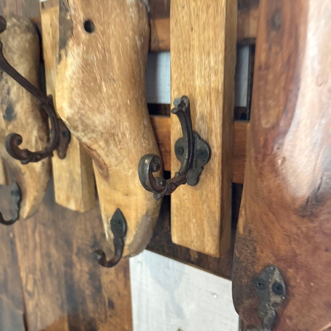 木製フック付きウォールフック 5個セット