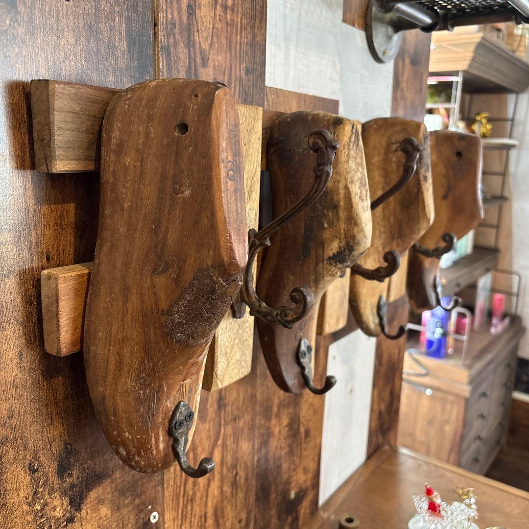 木製フック付きウォールフック 5個セット