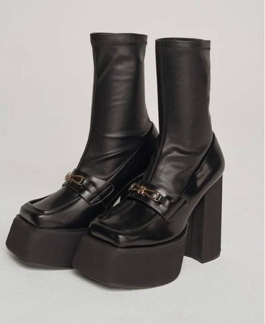 Darichスクエアトゥショートブーツ Lsize BLK