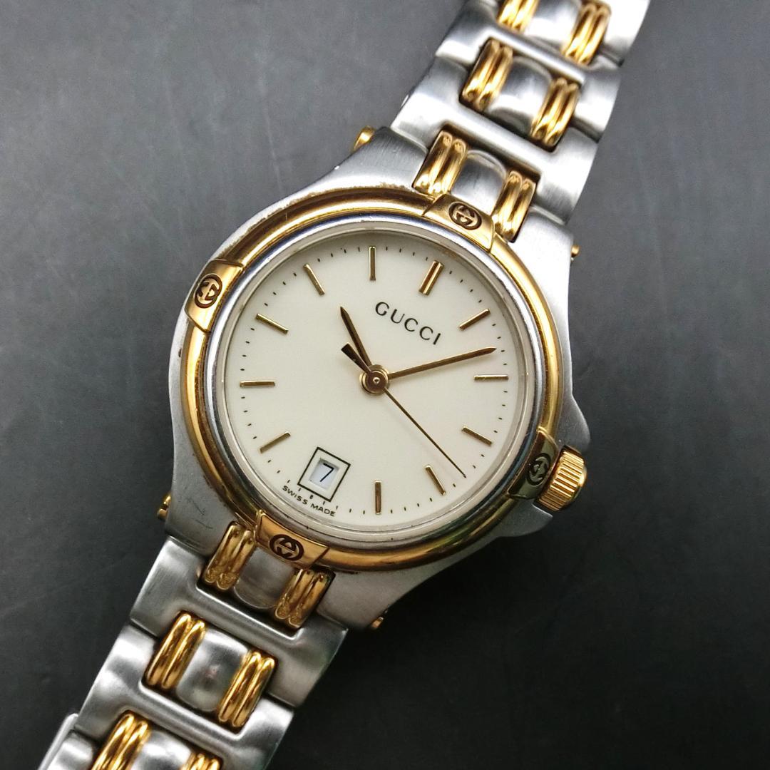 B【稼働】GUCCI 腕時計 シルバー ゴールド　レディース