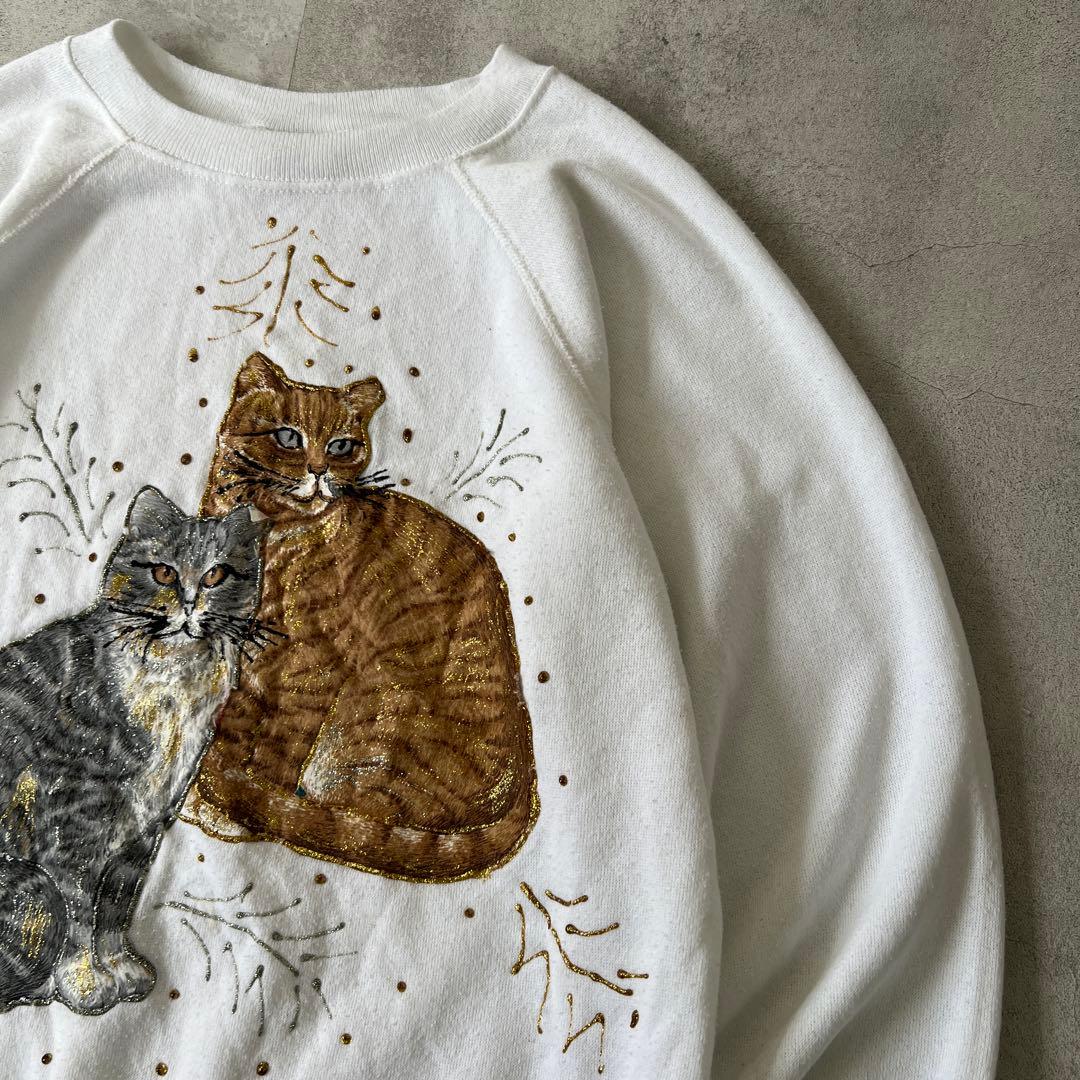T*a様 90s USA製　Pennill　スウェット　アニマル 動物　猫 ネコ