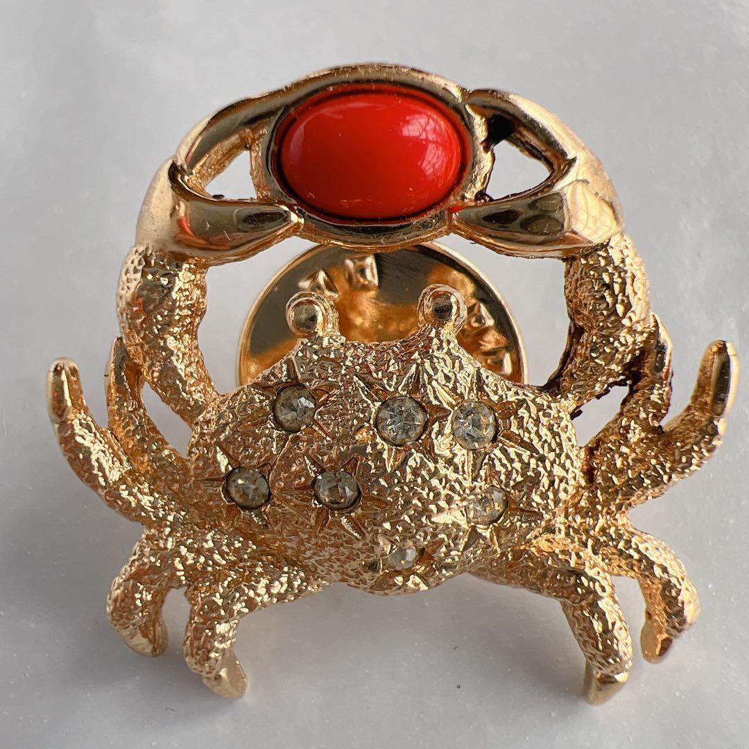 Christian Dior カニモチーフ　ブローチ　GP ラインストーン