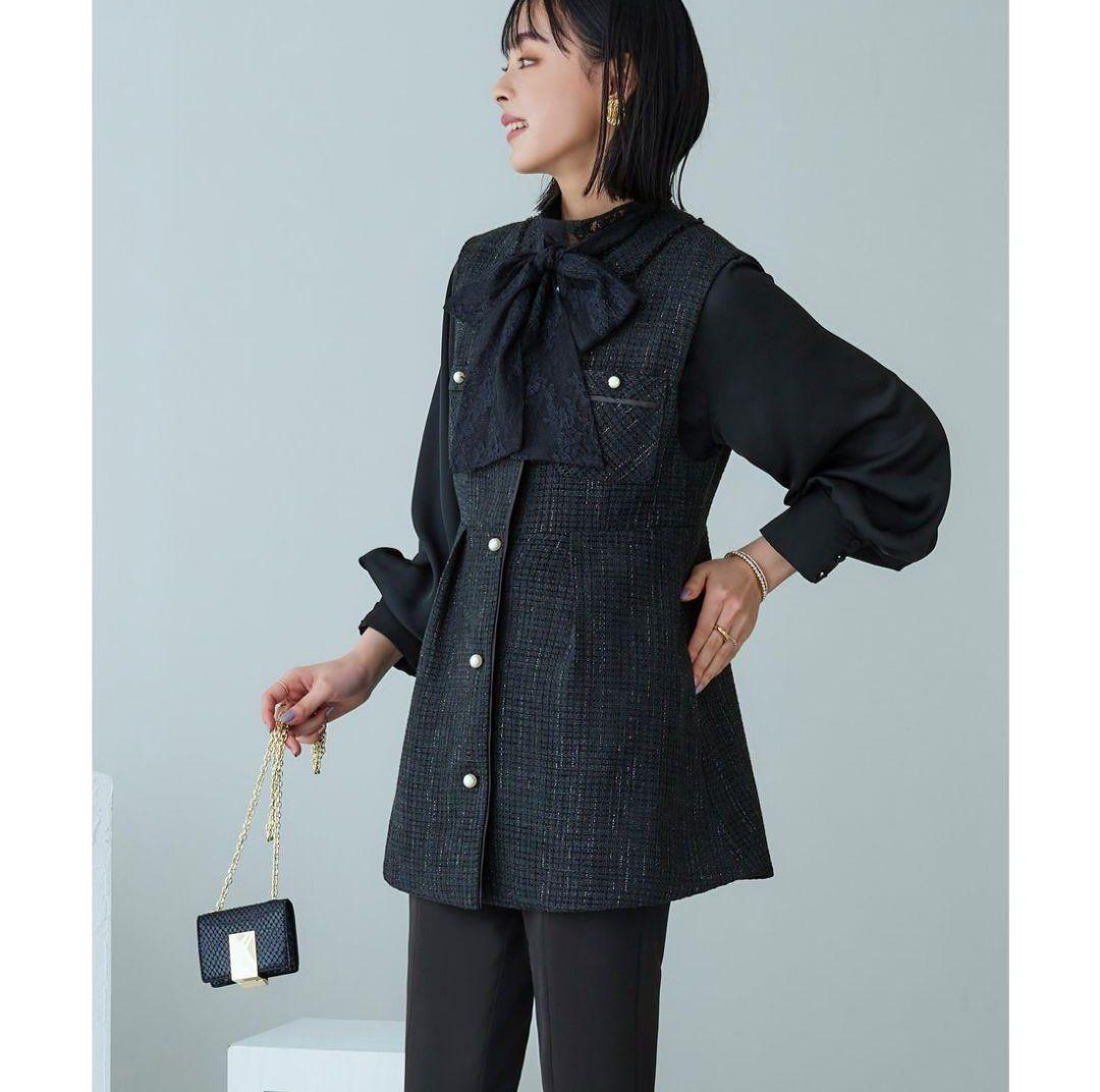 RUIRUE BOUTIQUE ツイードジレ＆スリムストレートパンツセットアップ