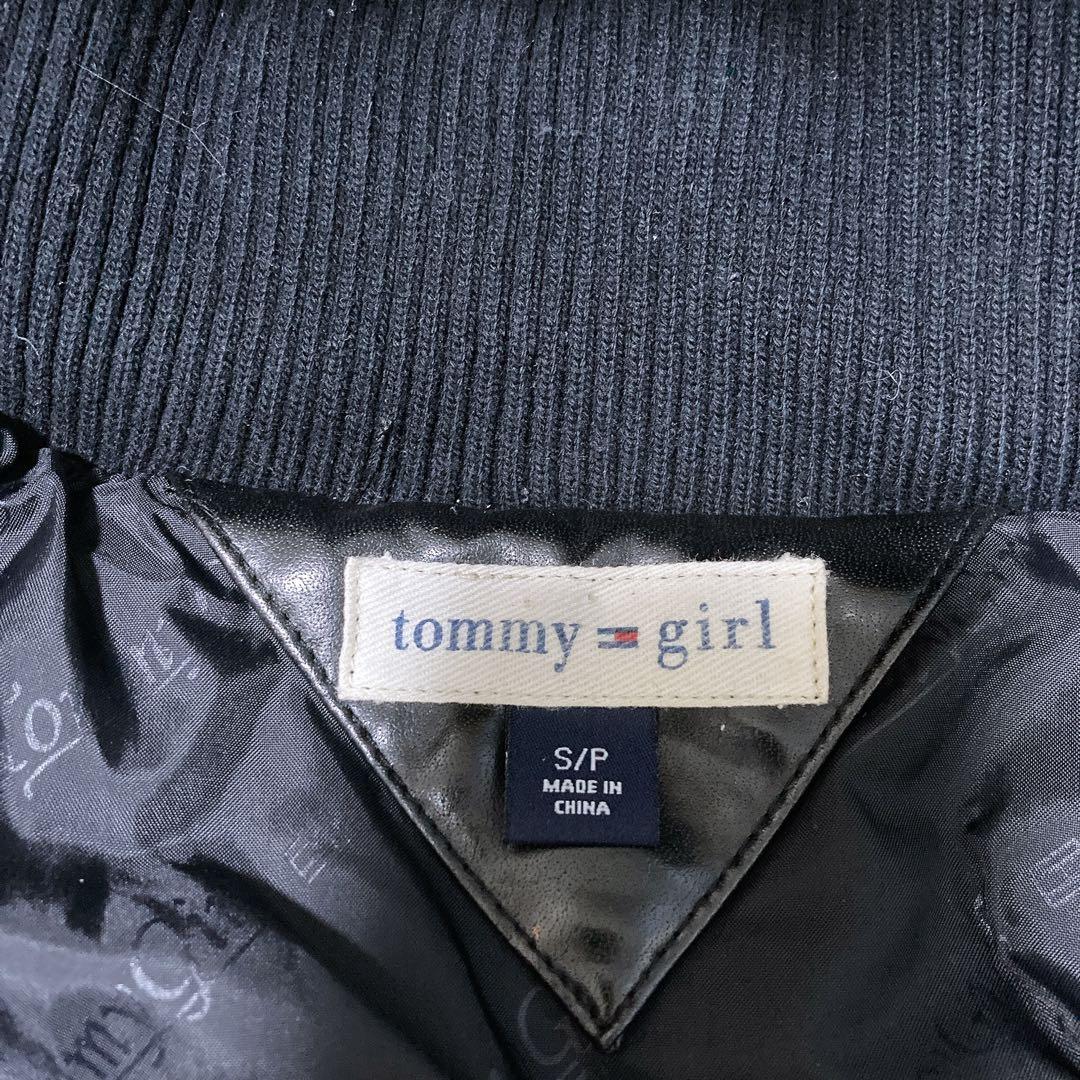 トミーガール y2k フェイクレザージャケット 中綿 光沢 3way 黒 S