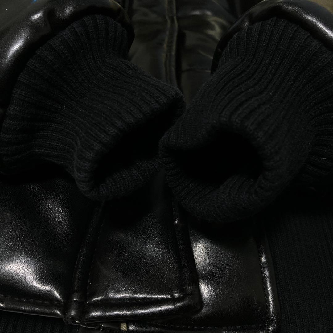 トミーガール y2k フェイクレザージャケット 中綿 光沢 3way 黒 S