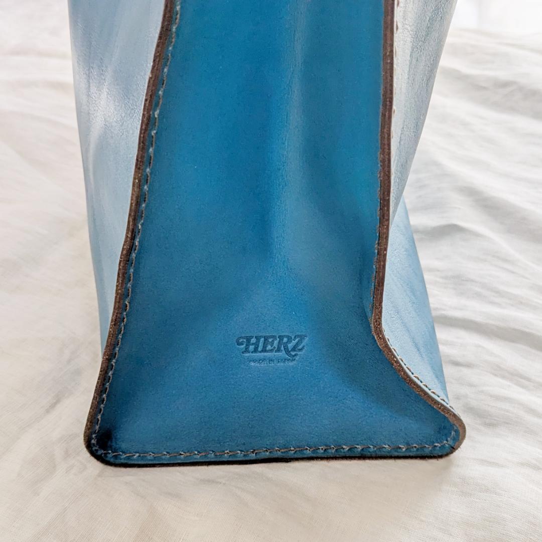 ★未使用 HERZ 2025春夏限定色 革紙袋 セルリアンブルー