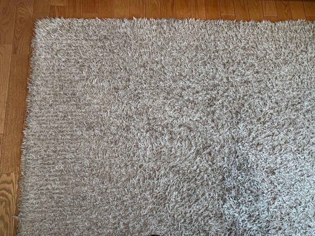 モデルルーム展示品 シャギーラグ 180×210cm 北欧 グレーベージュ