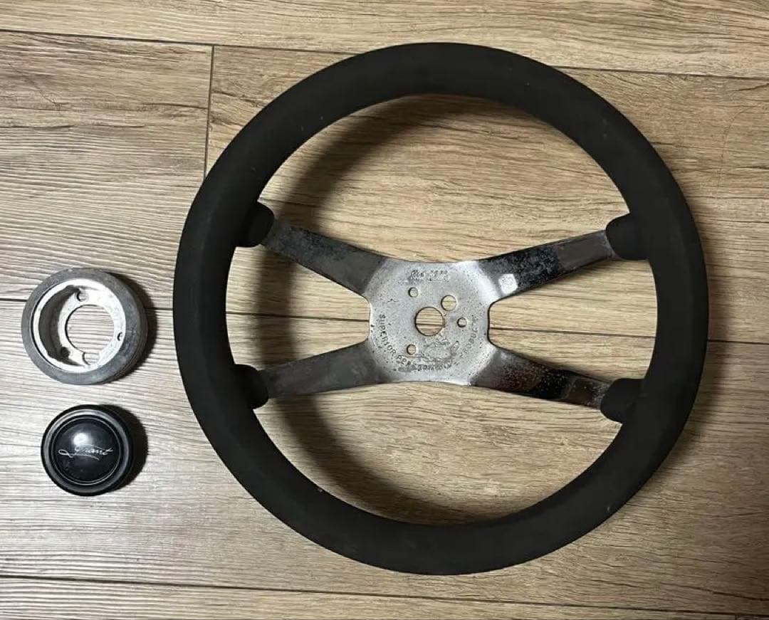 当時物スーペリアステアリングホイール+グランツビレットホーンボタン