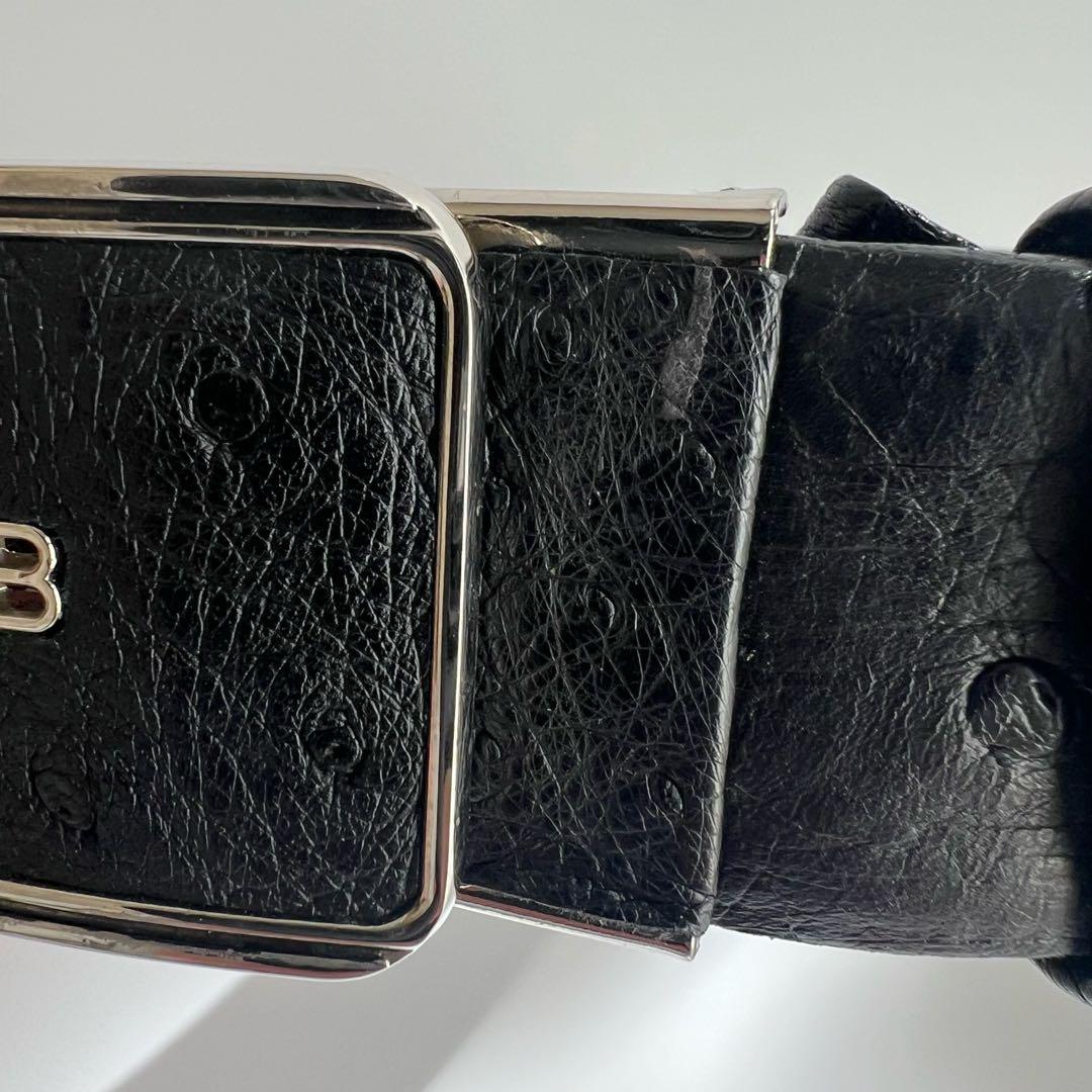 希少　BALENCIAGA　バレンシアガ　ベルト　オーストリッチ　ブラック