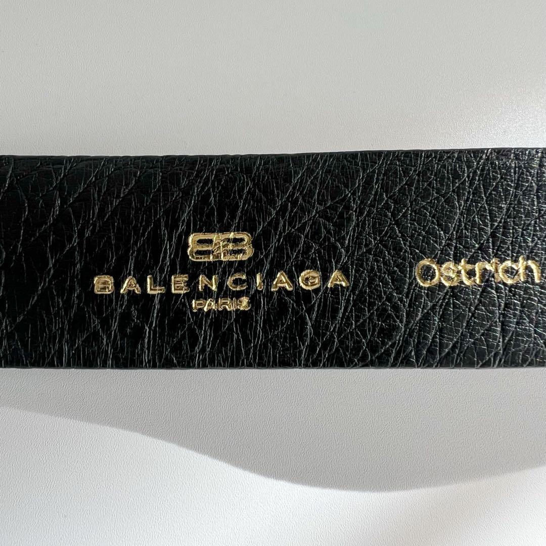 希少　BALENCIAGA　バレンシアガ　ベルト　オーストリッチ　ブラック