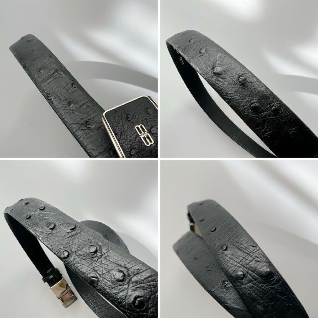 希少　BALENCIAGA　バレンシアガ　ベルト　オーストリッチ　ブラック