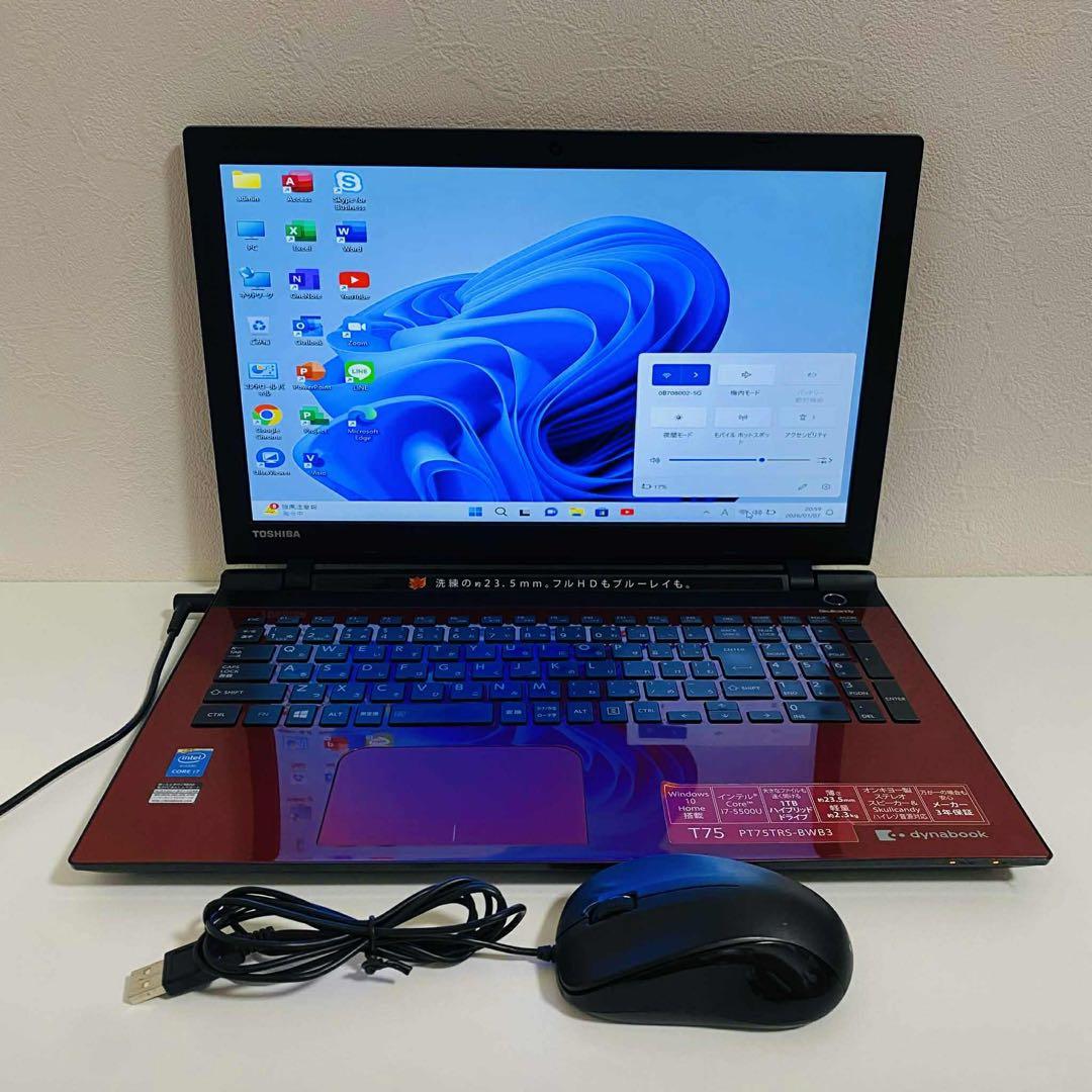 Y12 TOSHIBAノートパソコンi7メモリ8G高速WEBカメラWin11