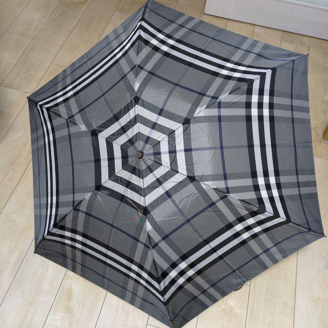 未使用Burberry 折りたたみ傘 チェック柄 グレー